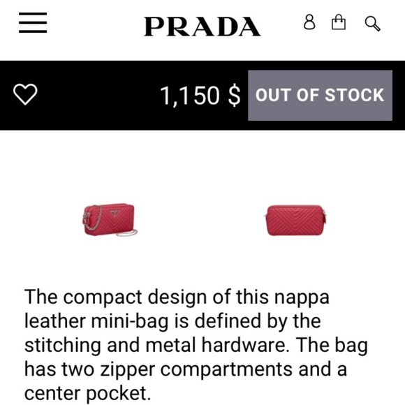 Prada Red Chevron Leather Chain Bag - Picture 2 of 13